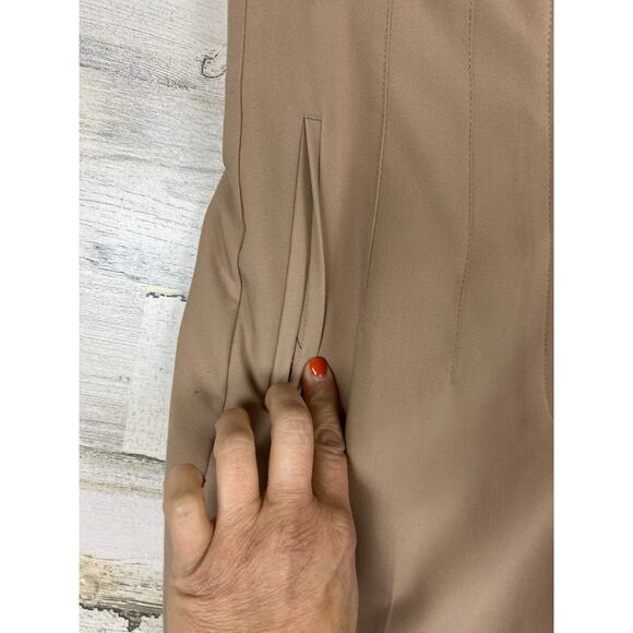 Zara Women’s L Khaki High Waisted Tapered Leg Zip Fly Dress Pants NEW - Picture 5 of 6